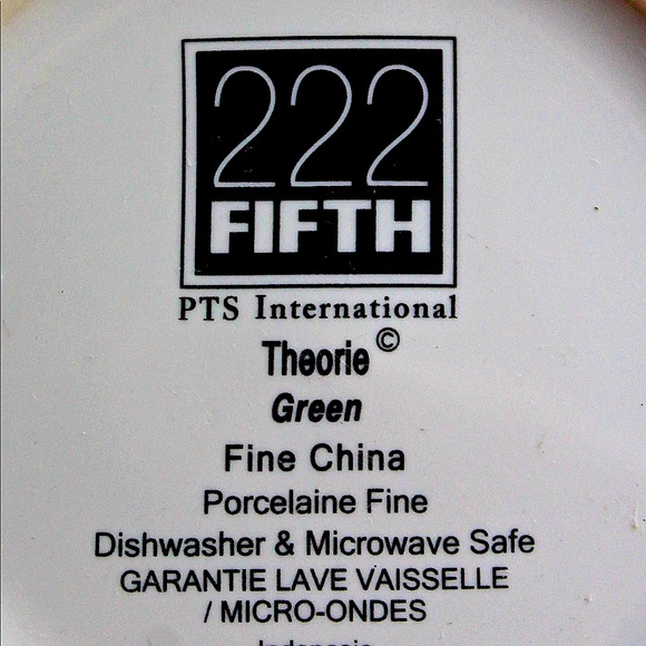 222 FIFTH THERORIE GREEN SOUP CEREAL BOWL GREEN WITH METALLIC GOLD - Picture 4 of 4